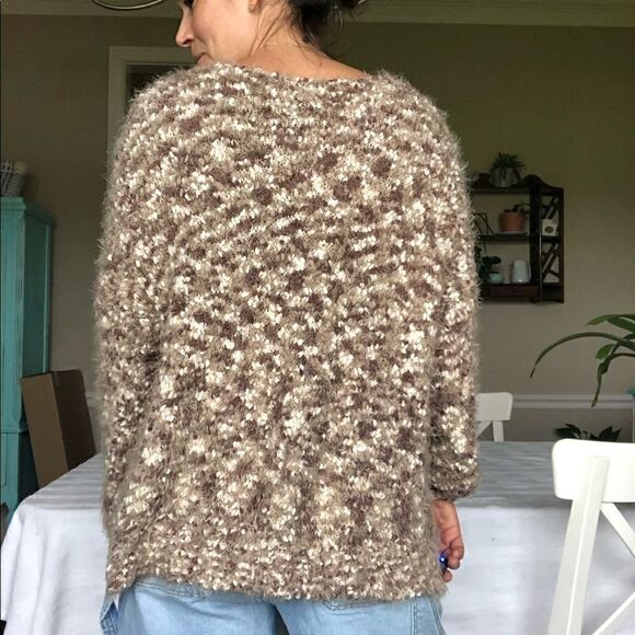 Simply Noelle Fuzzy Fall Pullover Sweater Brown Women Size Small Medium - Picture 5 of 10